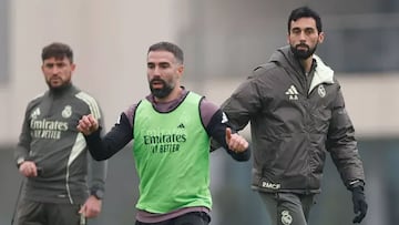 Carvajal y Arbeloa, en un entrenamiento.
