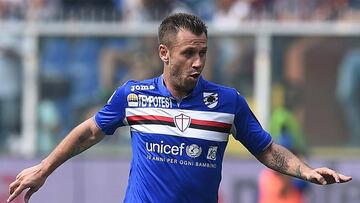 Cassano con su último equipo, la Sampdoria.