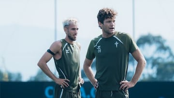 Marcos Alonso durante un entrenamiento del Celta.