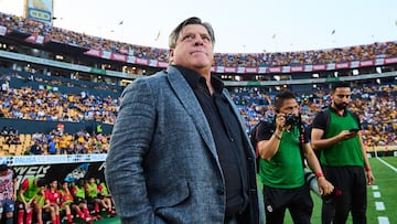 Miguel Herrera head coach of Tijuana during the 17th round match between Tigres UANL and Tijuana as part of the Torneo Clausura 2024 Liga BBVA MX at Universitario Stadium on April 27, 2024 in Monterrey, Nuevo Leon, Mexico.