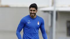 Rui Silva, en un entrenamiento con el Granada.