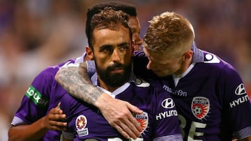 Diego Castro celebra un gol en una imagen de árchivo con el Perth Glory.