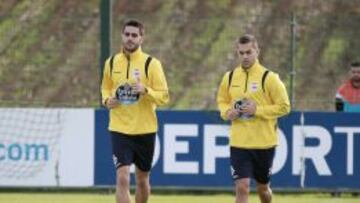 Insua y Fariña, en el entrenamiento.