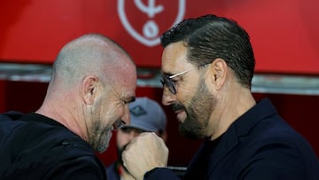 Paco López y Bordalás, instantes antes del Granada - Getafe.