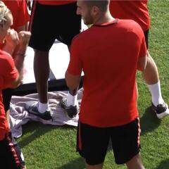 Koke y Griezmann ya ensayan su celebración para el nuevo estadio