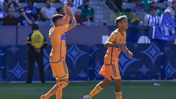   Nicolas Ibanez celebrates his goal of Tigres during the game Pachuca vs Tigres UANL, corresponding to the Champion of Champions of the BBVA MX League Season 2022-2023, at Dignity Health Sports Park Stadium, on June 25, 2023.

<br><br>

Nicolas Ibanez celebra su gol de Tigres durante el partido Pachuca vs Tigres UANL, correspondiente al Campeon de Campeones de la Liga BBVA MX Temporada 2022-2023,  en el Estadio Dignity Health Sports Park, el 25 de junio de 2023.