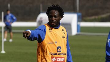 Dani Kome, durante un entrenamiento como jugador del CD Tenerife.