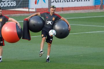 Una divertida imagen del asturiano durante un entrenamiento. 
