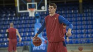 Mario Hezonja, en un entrenamiento del Barcelona.