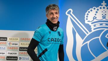 SAN SEBASTIÁN, 08/11/2022.- El entrenador de la Real Sociedad, Imanol Alguacil, ha comparecido este martes en rueda de prensa antes del entrenamiento preparatorio del partido que el equipo guipuzcoano disputará el miércoles en el campo del Sevilla. EFE/ Javier Etxezarreta