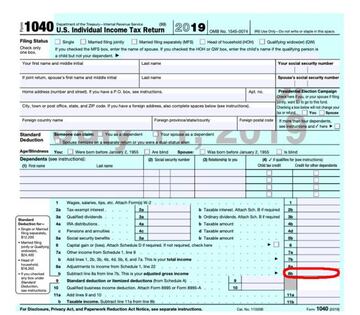 1040 Form for 2019