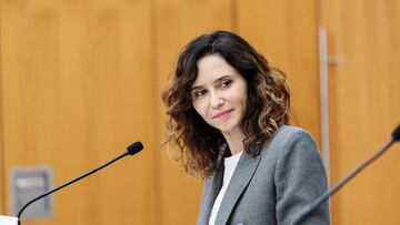 La presidenta de la Comunidad de Madrid, Isabel D¨ªaz Ayuso, ofrece una rueda de prensa tras la reuni¨®n del Consejo de Gobierno que, de forma extraordinaria, se celebra en el Ayuntamiento de Legan¨¦s, a 13 de marzo de 2024, en Madrid (Espa?a). El Consejo de Gobierno de la Comunidad de Madrid mantiene su reuni¨®n semanal tras conocerse que la Fiscal¨ªa ha denunciado a la pareja sentimental de la presidenta regional, Isabel D¨ªaz Ayuso, por supuesto fraude a Hacienda.
13 MARZO 2024;GOBIERNO;CONSEJO;REUNI?N;HACIENDA;FRAUDE
Carlos Luj¨¢n / Europa Press
13/03/2024