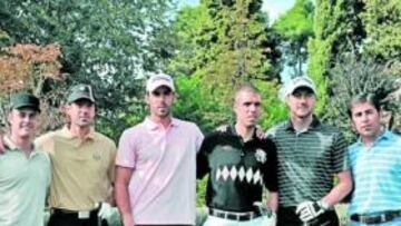 <b>UNIDOS POR EL GOLF. </b>Belenguer, Codina, Celestini y Dudek, ayer.