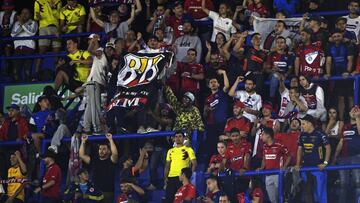 Hinchas colombianos en el partido entre Boca Juniors e Independiente Medellín de Copa Libertadores.