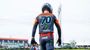 Jorge Prado, como piloto de Kawasaki en Estados Unidos.