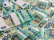 Full Frame 100 Euro Banknotes Overhead View