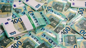 Full Frame 100 Euro Banknotes Overhead View