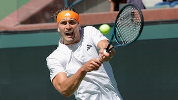 Alexander Zverev, durante su partido contra Arthur Filsen Indian Wells.