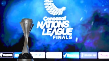 Feb 26, 2025; Los Angeles, California, USA; Concacaf Nations League champions trophy pictured at SoFi Stadium. Mandatory Credit: Gary A. Vasquez-Imagn Images
