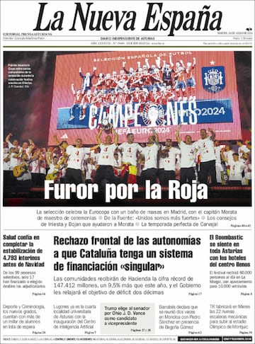 Fiestón, apoteósico... las portadas recogen la gran fiesta de la Selección Española