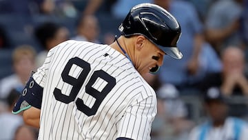 The New York Yankees outfielder was forced off the field in the fourth inning after being hit on the hand by a fastball.