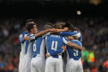Celebración del gol de Sergio García. 0-1.
