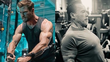 Chris Hemsworth entrena en el gimnasio junto a Arnold Schwarzenegger