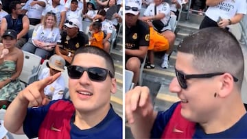 Se pone en la grada del Madrid a hacerse un selfie con la camiseta del Barça: el desenlace es sobrecogedor