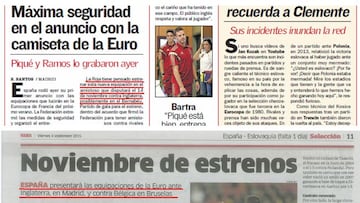Publicaciones de AS y Marca del 4 de septimebre en las que anuncian que el España-Inglaterra serían en el Bernabéu