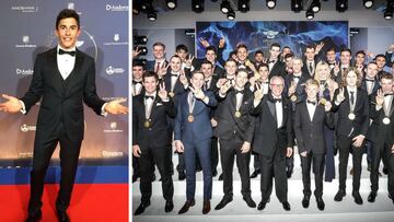 Marc Márquez y el resto de campeones que acudieron a la Gala de la FIM en Andorra.