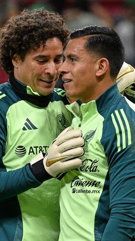 Guillermo Ochoa and Luis Malagon of Mexico during the game international friendly between Mexican National team (Mexico) and United States (USA) at Akron Stadium, on October 15, 2024, Guadalajara, Jalisco, Mexico.