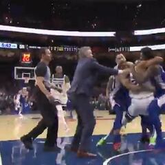 La peor imagen de la noche NBA: Embiid y Towns a golpes en pleno partido...