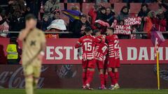 GIRONA, SPAIN - FEBRUARY 17: Javier Hernandez of Girona FC celebrates after scoring their fourth side goal during the LaLiga Santander match between Girona FC and UD Almeria at Montilivi Stadium on February 17, 2023 in Girona, Spain. (Photo by Alex Caparros/Getty Images)