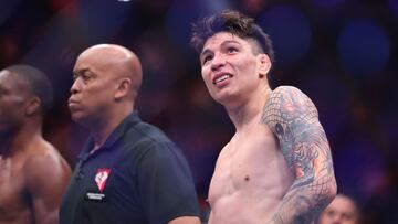 LAS VEGAS, NEVADA - MARCH 08: Ignacio Bahamondes of Chile looks on after defeating Jalin Turner of the United States during the first round in a lightweight bout during UFC 313 at T-Mobile Arena on March 08, 2025 in Las Vegas, Nevada. Ian Maule/Getty Images/AFP (Photo by Ian Maule / GETTY IMAGES NORTH AMERICA / Getty Images via AFP)
