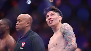 LAS VEGAS, NEVADA - MARCH 08: Ignacio Bahamondes of Chile looks on after defeating Jalin Turner of the United States during the first round in a lightweight bout during UFC 313 at T-Mobile Arena on March 08, 2025 in Las Vegas, Nevada. Ian Maule/Getty Images/AFP (Photo by Ian Maule / GETTY IMAGES NORTH AMERICA / Getty Images via AFP)