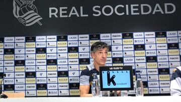 Imanol en la sala de prensa de Zubieta.