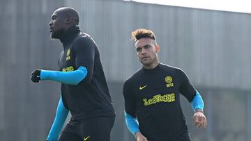 Lautaro y Lukaku, en un entrenamiento con el Inter.