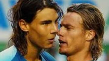 Nadal y Hewits, al finalizar el partido.
