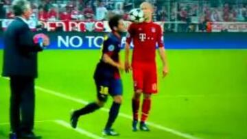 Jordi Alba se pierde la vuelta por tirar al balón a la cara a Robben