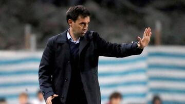 Asier Garitano en el banquillo.