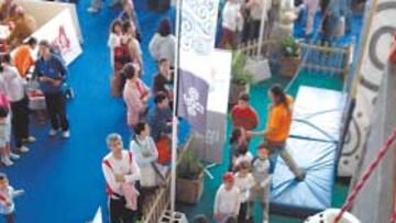 <b>DIVERSIÓN Y ESPÍRITU OLÍMPICO. </b>Muchos visitantes aprovecharon su paso por la feria para practicar deporte, como la chica de la foto. Hubo colas para la escalada urbana. Otros muchos se acercaron a conocer más de cerca Madrid 2012.