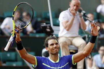 Nadal celebrates his win over Basilashvili.