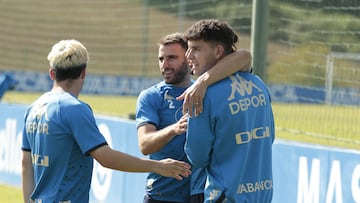 Antoñito y Trilli, en un entrenamiento del Deportivo.