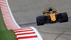 AUSTIN, TX - OCTOBER 20: Carlos Sainz of Spain driving the (55) Renault Sport Formula One Team Renault RS17 on track during practice for the United States Formula One Grand Prix at Circuit of The Americas on October 20, 2017 in Austin, Texas.   Clive Rose/Getty Images/AFP
 == FOR NEWSPAPERS, INTERNET, TELCOS &amp; TELEVISION USE ONLY ==