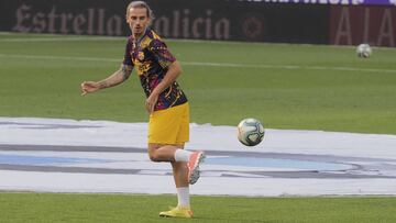 Griezmann, en el calentamiento del Valladolid-Barça.