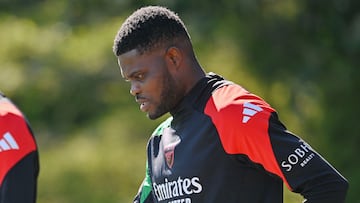 Thomas Partey, jugador del Arsenal, durante una sesión de entrenamiento.