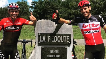 Philippe Gilbert posa en la cima de La Redoute tras batir el mejor tiempo de la cota.