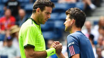 Del Potro se despide de Thiem, que se tuvo que retirar. 