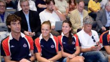 <b>TRANQUILOS. </b>La Selección se presentó ayer en Barcelona.