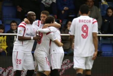 Celebración de los jugadores del Sevilla.